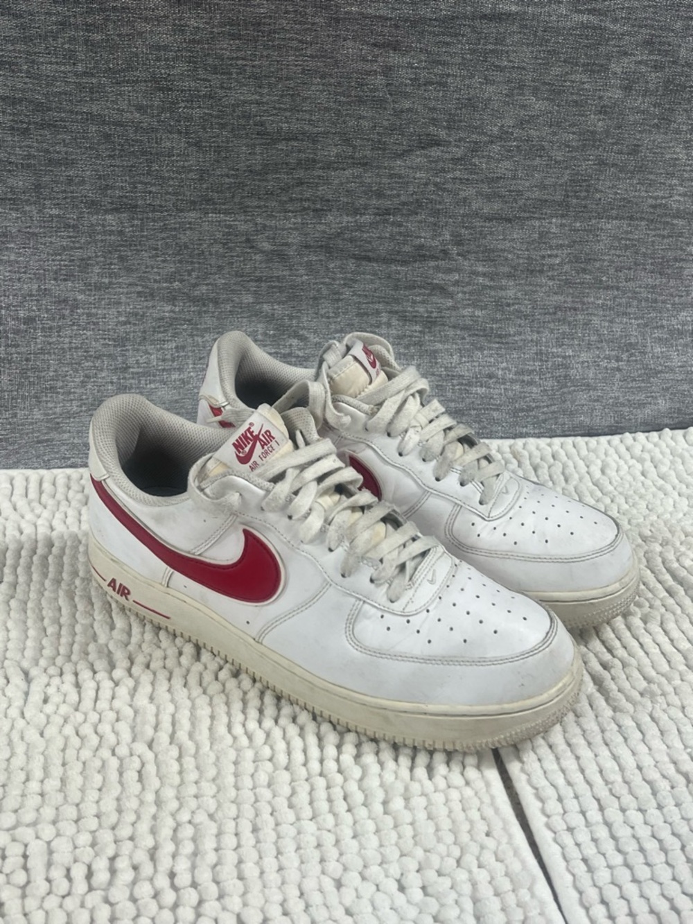 Nike White Sneakers with Red Swoosh - Men's Low Top